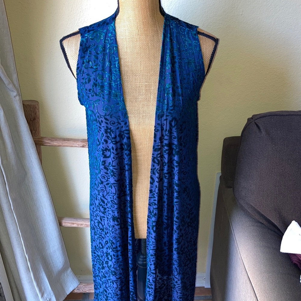 NWOT LulaRoe Sparkle Navy and Green Joy Vest